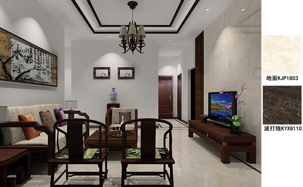 金艾陶瓷磚應(yīng)用效果：徐州開元翡翠灣G戶型裝修效果鑒賞