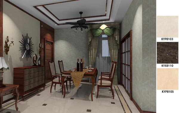 金艾陶瓷磚應用效果:大瀝碧桂園·華府01戶型裝修效果鑒賞